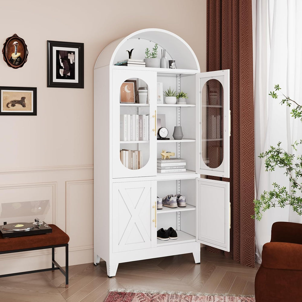 erosoei 73" H Metal Tall Arched Kitchen Pantry Cabinet, Modern Farmhouse...