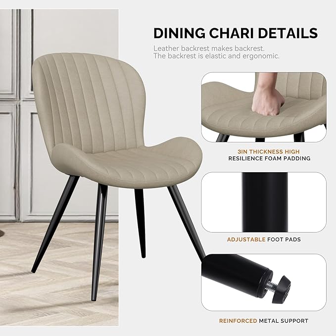 Nalupatio Dining Chairs Set of 2, Modern Dining Room Chairs Comfy Backrest Th...