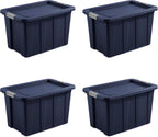 Sterilite 4-Pack Storage Bins with Lids, Heavy Duty Totes, Tuff1, 30 Gallon, Dark Indigo