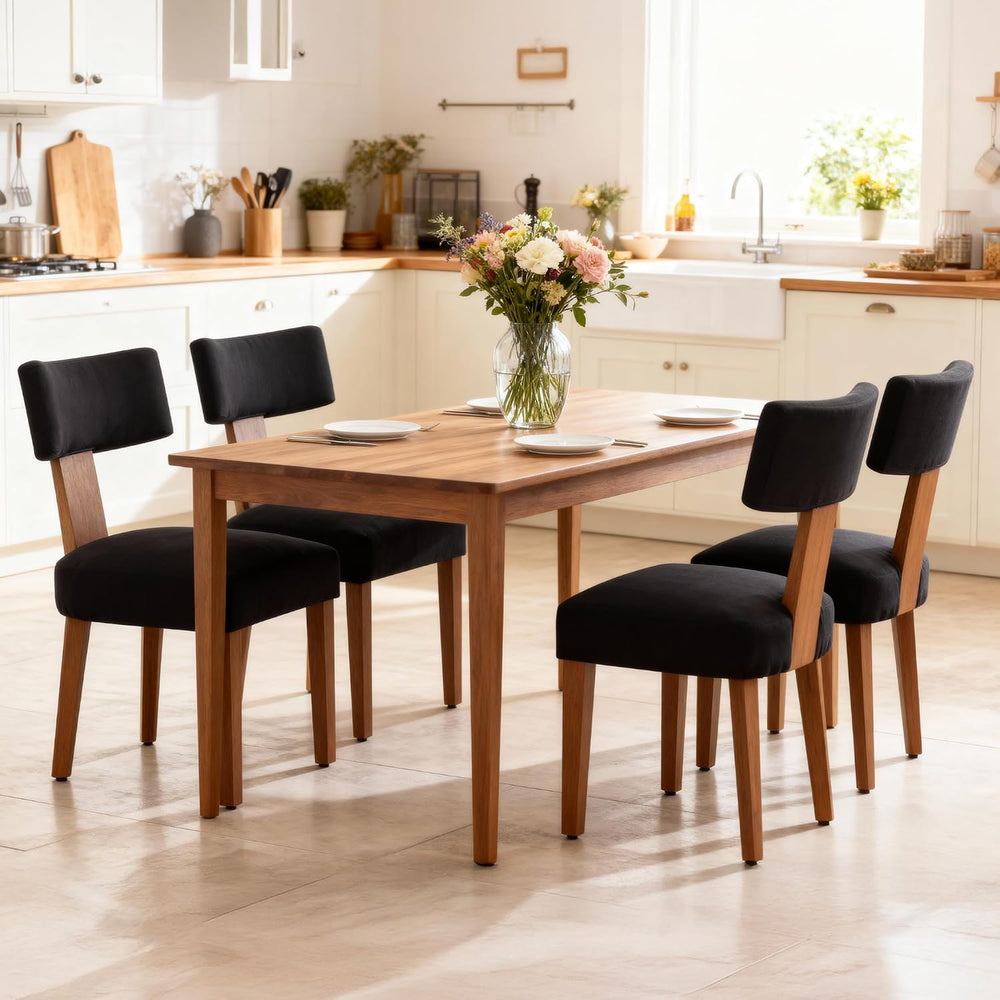 FOXHUNTER Upholstered Dining Chairs Set of 2, Modern Wooden Armless Kitchen C...