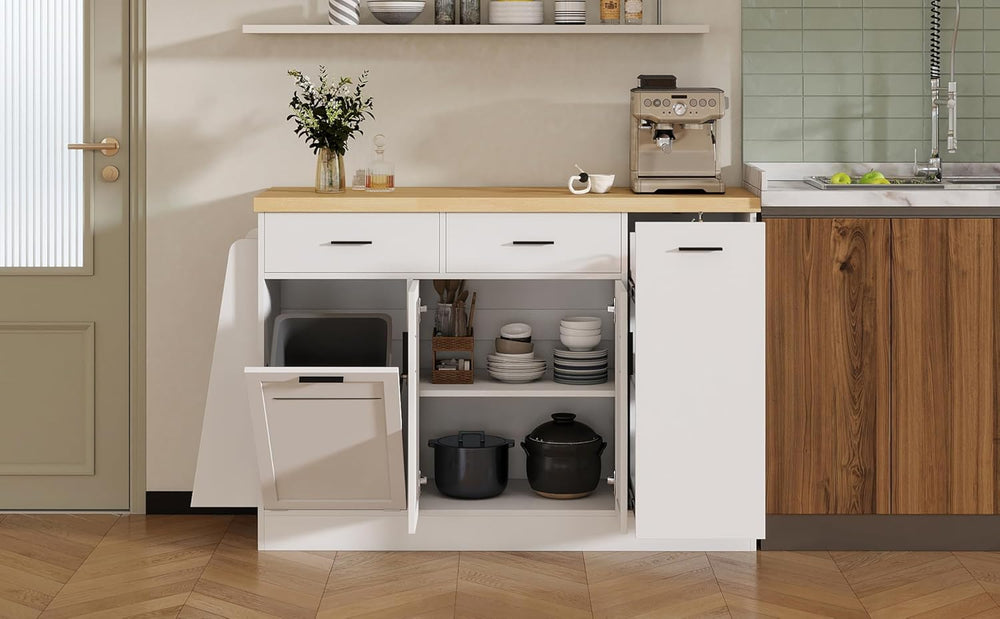 Multi-Functional Kitchen Sideboard & Storage Cabinet with Sliding Doors, ...