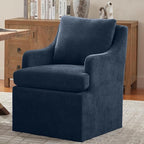 VKNOW Upholstered Dining Chairs, Modern Kitchen Chairs Dinner Chairs with 4 Casters, Chenille Armchair for Bedroom Reading Room Living Room, Blue