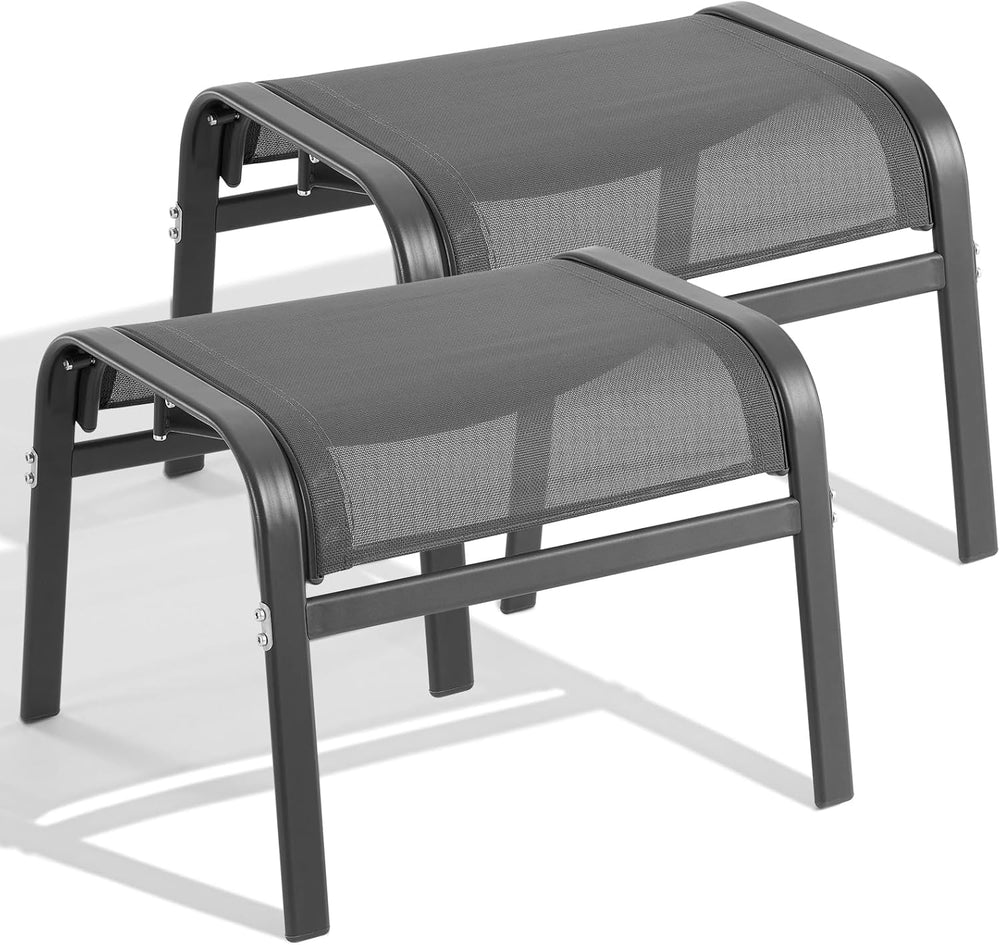 ONBRILL Outdoor Ottoman Set of 2, All Weather Outdoor Foot Stool with Support...