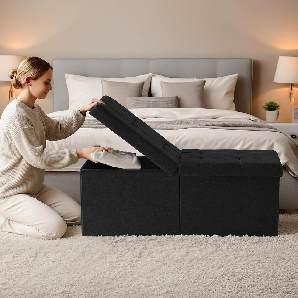 35-INCH Storage Ottoman Bench, Footrest with Storage, End of Bed Bench Coffee...