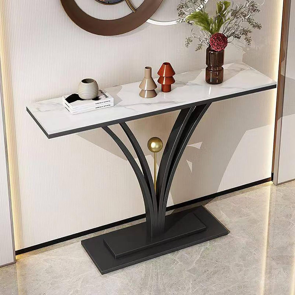 Modern Console Table Rock Slab Entryway Table Metal Couch Table Decorative Fu...