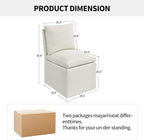 DUHOME Upholstered Armless Dining Chair with Casters,Linen Dining Chairs Set of 4 for Living Room,Single Sofa Chair with 4 Casters for Bedroom Reading Room Waiting Room Kitchen Dining Room
