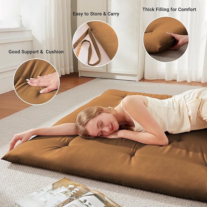 Japanese Floor Futon Mattress Queen Size 60"x 80", Foldable Bed Mat...