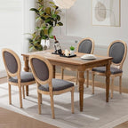 Upholstered Dining Chairs Set of 4 French Country Oval Fabric Back Kitchen Side Chair with Wood Legs for Dining Room, Kitchen, Restaurant(Dark Grey-Fabric)