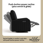 Storkcraft Kyoto Extra-Wide Power Recliner Swivel Glider, Black Boucle | Premium Electronic Nursery Wide Glider Rocking Chair, OEKO-TEX 100 Certified, Includes Dual-USB Charging Port