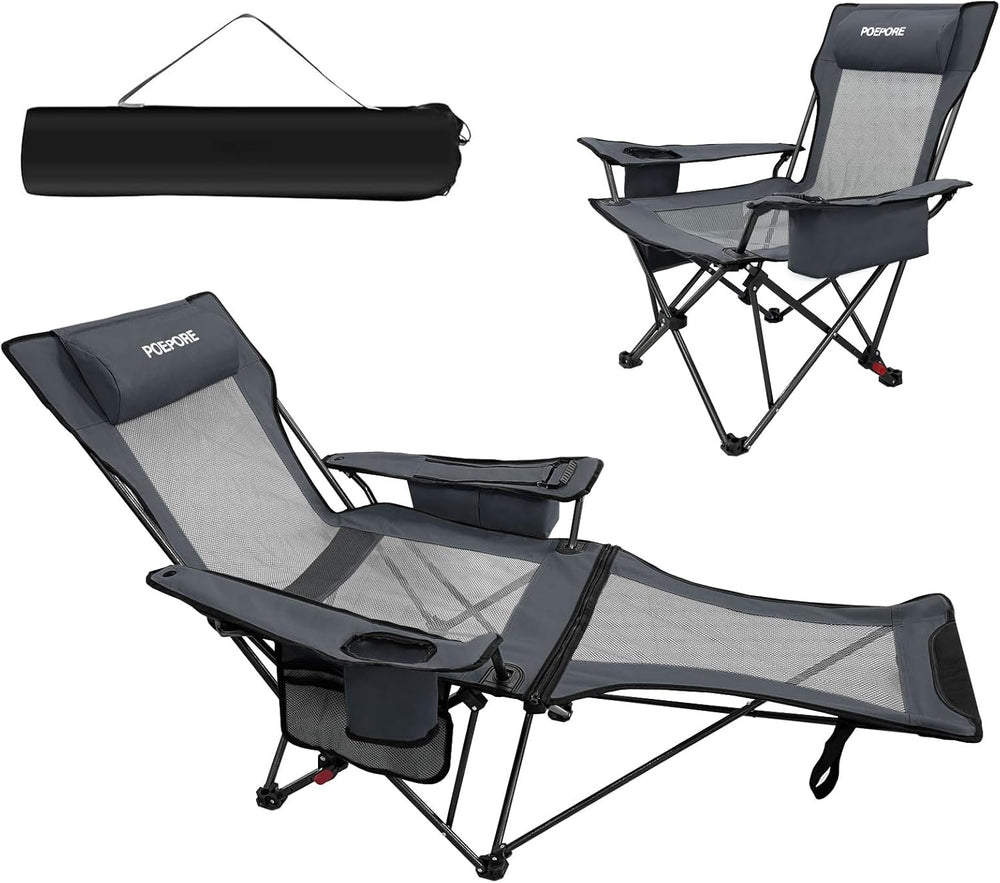 Reclining Camping Chair 4 Position with Foot Rest Comfortable for Adults 265I...