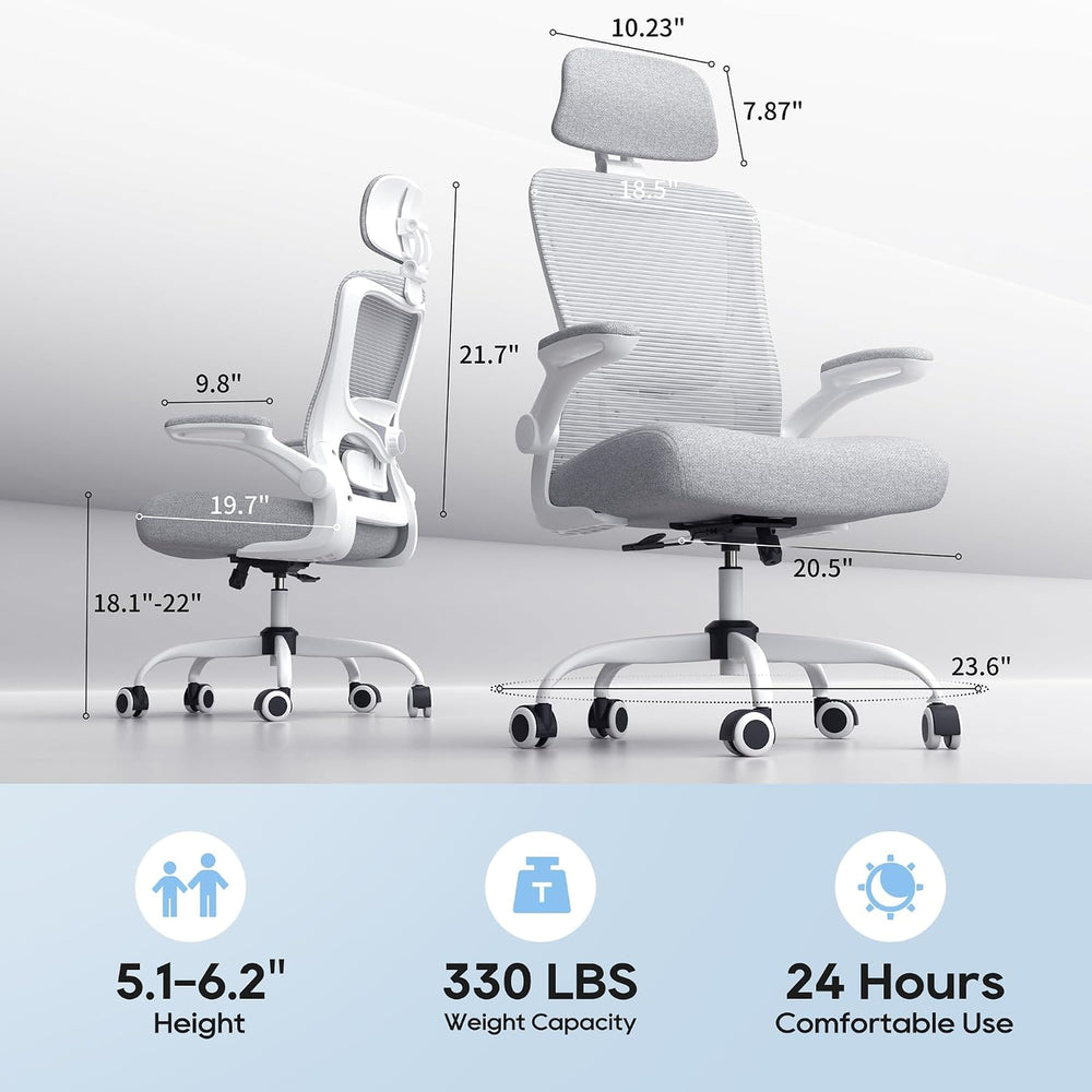 Ergonomic Office Chair for Long Hours, Adjustable Padded Lumbar Support for L...