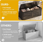 DWVO Wooden Storage Bench, Farmhouse Storage Chest with Safety Hinges, Entryway Shoe Organizer, Multi-Use Storage for Living Room/Bedroom, 47.2" L, Dark Rustic Oak | 2 slow-close safety hinges, large hidden storage, multi-use for entryway bedroom living
