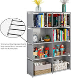 JIUYOTREE 5-Tiers Closet Storage Organizer with Fabric Cloth at Back，Double Row Modular Cubes Bookshelf,Living Room,Study Room,Bedroom,Grey