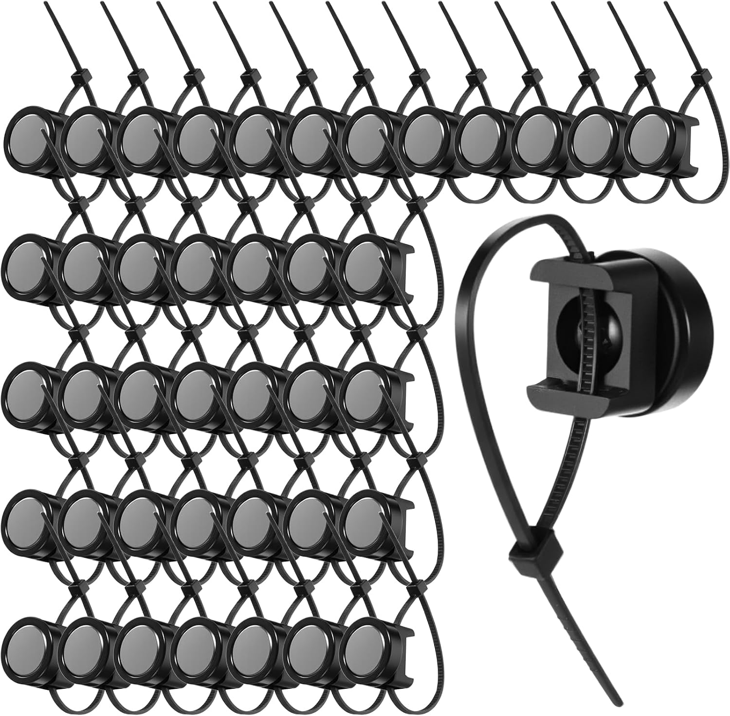 40 Pack Magnetic Zip Tie Mounts, Magnetic Cable Clips Organize and Secure Cables Wires with Powerful Multipurpose Cable Ties Mount Base for Electrical Wire