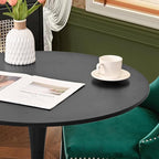 3-Piece 31.5" Round Dining Table Set for 2, Black Table & Green Velvet Upholstered Dining Chairs
