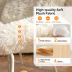 VINGLI 25.6" Extra Wide Criss Cross Nursery Rocking Chair,Cute Curved 115° Reclining Armless Glider,Plush Small Rocker w/Pillow & Solid Wood for Indoor,Bedroom, Living Room,Fluffy Fleece,White