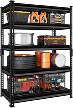 5-Tier Garage Shelving Heavy Duty, 72" Metal Shelving Unit - 2250 lbs Load Capacity, 40"W x 18"D x 72"H (Black)