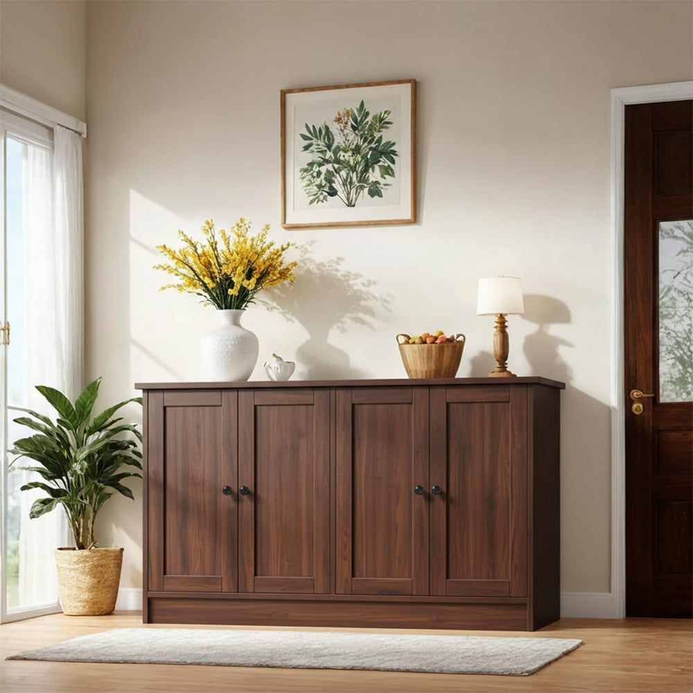 holzart Rustic Brown Buffet Cabinet with Storage, 49" Farmhouse Kitchen ...
