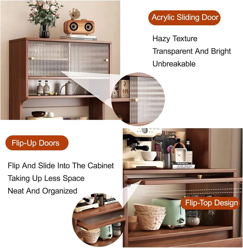 Kitchen Pantry Cabinet, Pantry Storage Cabinet with Doors and Shelves, Tall S...