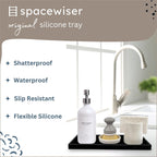 Countertop and Vanity Tray - 11.7" Silicone Bathroom Tray Countertop, Dish Soap Trays for Kitchen Counter, Organizer Accessories Caddy, Toilet Laundry Shower Oil Makeup Mat, Black