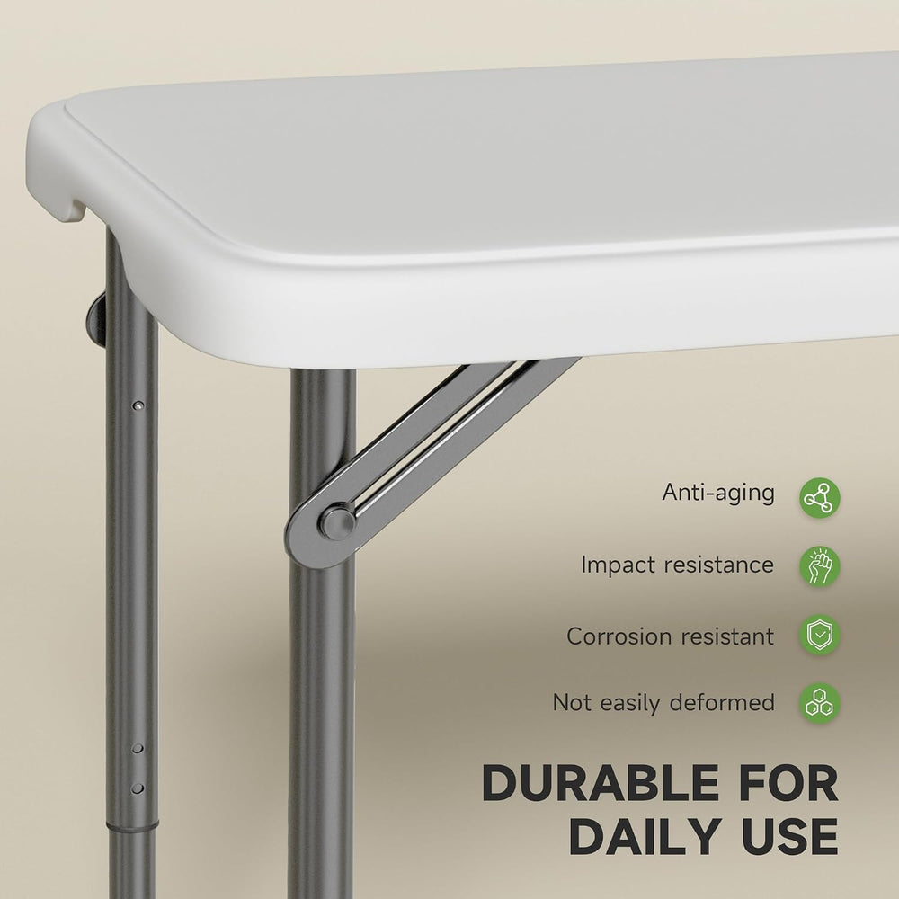 Folding Table 4 Foot - 2-Position Adjustable Height, Heavy Duty 400 lbs Capac...