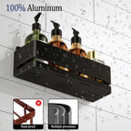 Bathroom Storage Rack (5-Piece Set), Wall-Mounted Shelf with soap Dish and Toothbrush Holder, no Drilling Required, Ideal for Bathroom Storage and Also Suitable for Kitchen (Black)