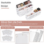 6 PCS Desk Drawer Organizer, Bathroom Drawer Organizer Trays with Dividers Adjustable, Makeup Organizer Bins for Vanity Clothes Junk Kitchen Utensil