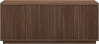 Henn&Hart Fluted TV Stand for TVs up to 65'' with 2 Concealed Ribbed Storage Cabinets and Adjustable Shelves for Living Room, Family Room, or Office, Medium Walnut