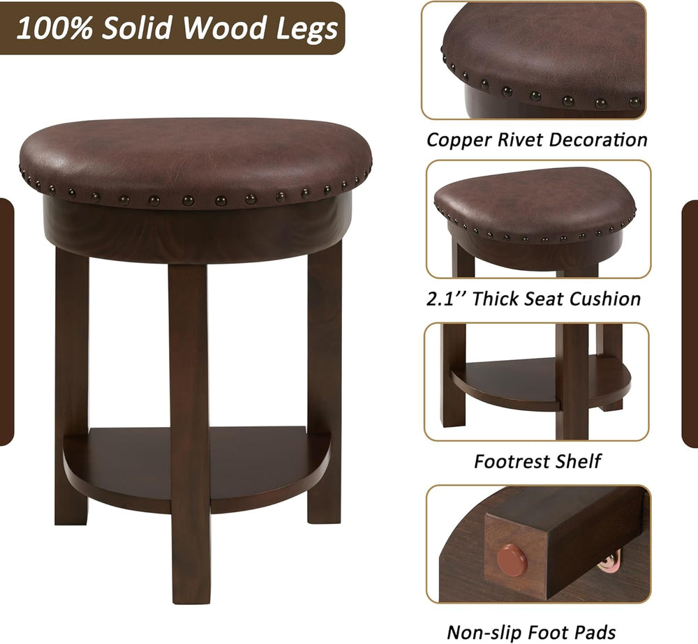 Merax 4 Piece Bar Table Set with 3 PU Upholstered Bar Stools, Solid Wood Coun...