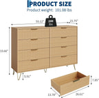 Garvee Fluted Dresser for Bedroom with 8 Drawers,55" Wide Modern Chest of Wooden Bedroom Chest with Metal Handle,Clothes Storage Organizer,Closet Dresser & TV Stand for Living Room,Hallway