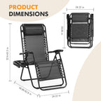 Zero Gravity Chairs Set of 2, Outdoor Lounge Chairs, Black | Folding Reclining Patio Lawn Chairs with Mesh Back, Adjustable Pillows and Cup Holder Trays, for Pool, Beach, Camping