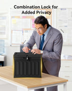 Oterri Plastic File Box with Lid for Letter Size File Folders, Hanging File Folder Box Collapsible File Organizer, File Cabinet Document Organization Home, Office (Black, Large-2 Pack Without Folders)