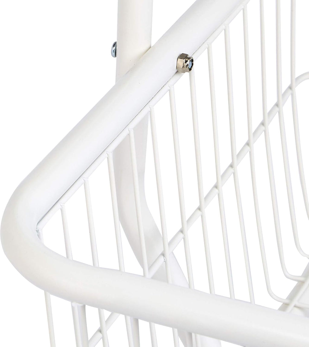 Amazon Basics Rectangular Laundry Hamper Basket Butler Cart with Wheels and Hanging Rack, White