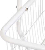 Amazon Basics Rectangular Laundry Hamper Basket Butler Cart with Wheels and Hanging Rack, White