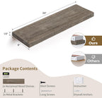 Floating Shelves, 8 Inch Deep Rustic Solid Reclaimed Wood Wall Shelves for Storage, Wall Mounted Display Shelving with Invisible Heavy-Duty Metal Bracket, 24 Inch Width Set of 2, Cement Grey