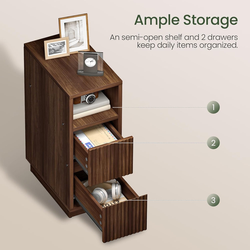 CHOEZON Narrow Nightstand and Farmhouse End Table with Charging Station Bundl...