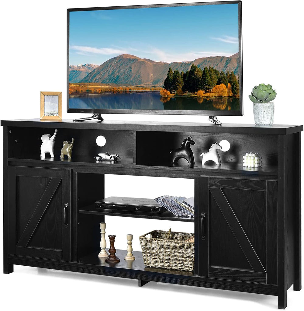 Tangkula Modern Farmhouse TV Stand, 59-Inch Storage Cabinet for TVs Up to 65 ...