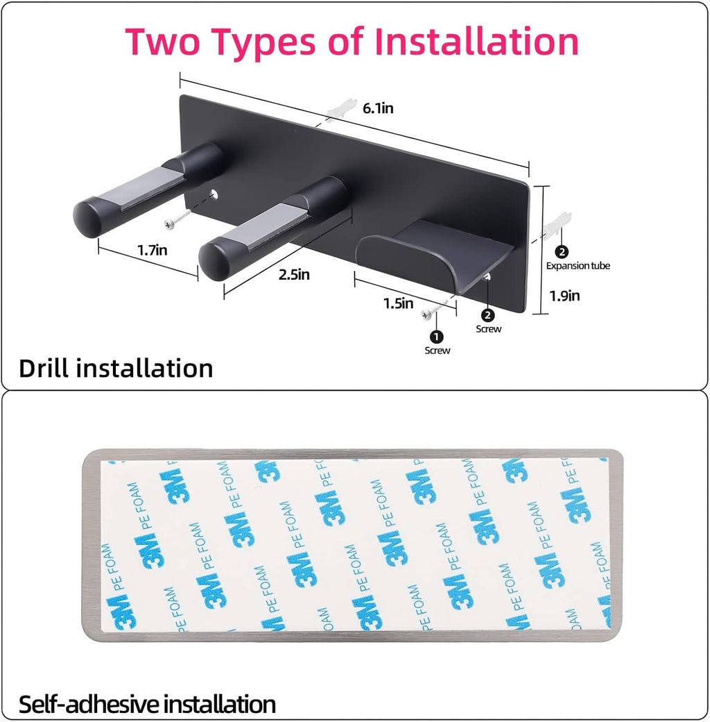 Hair Dryer Holder Wall Mounted, Self Adhesive Blow Dryer Holder Hair Dryer Organizer Hair Dryer Holder Wall Mounted Compatible with Dyson Blow Dryer Black Banjekt