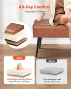 VEVOR Leather Bedroom Bench, PU Leather Bench with Metal Legs and with Stitching for Entryway, Upholstered Shoe Bench Seat, Modern End of The Bed Benches for Living Room, Dining Room, Hallway, Brown