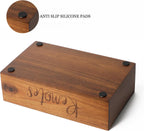 Acacia Wood Remote Control Holder Caddy, TV Organizer for Table, Vintage Farmhouse Desk Caddy (Brown-for 6+ Controls)