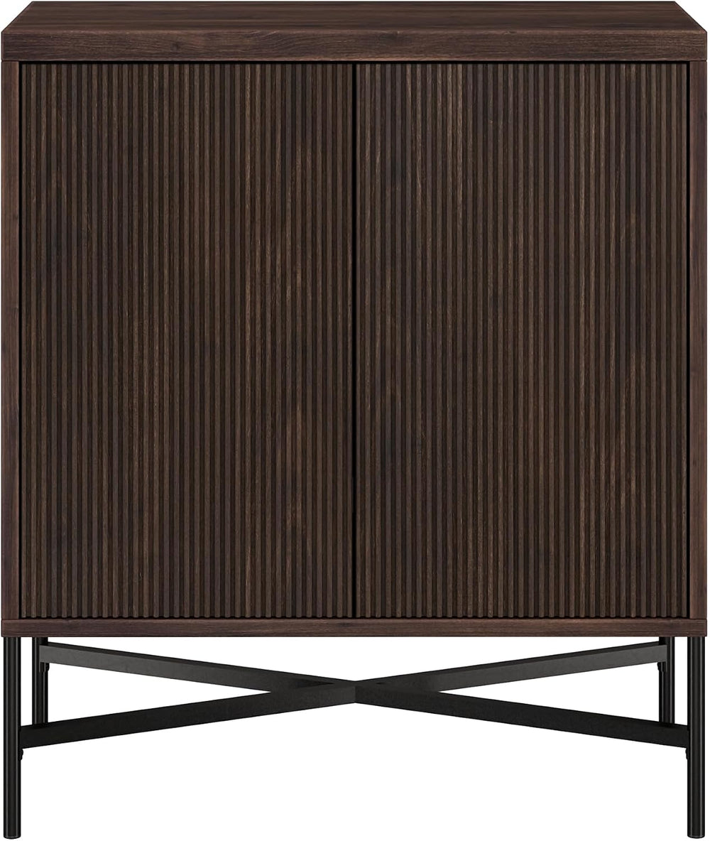 Henn&Hart 28" Fluted Accent Cabinet, Sideboard Buffet, Rich Brown