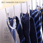 JOHOUSE Belt Organizer for Closet Max 42 Belts, 2 PCS Wooden Hanger for Storage with 14 Rotating Hooks Each, Durable Tie Holder Space Saver for Bra, Tank Top, Scarf