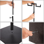 Polmart Countertop Adjustable Double-Hanger Display Stand Stand for Handbags, Wreaths, Hats, Scarves, Jewelry & Crafts，Wear-resistant, quiet and sturdy metal base – Black