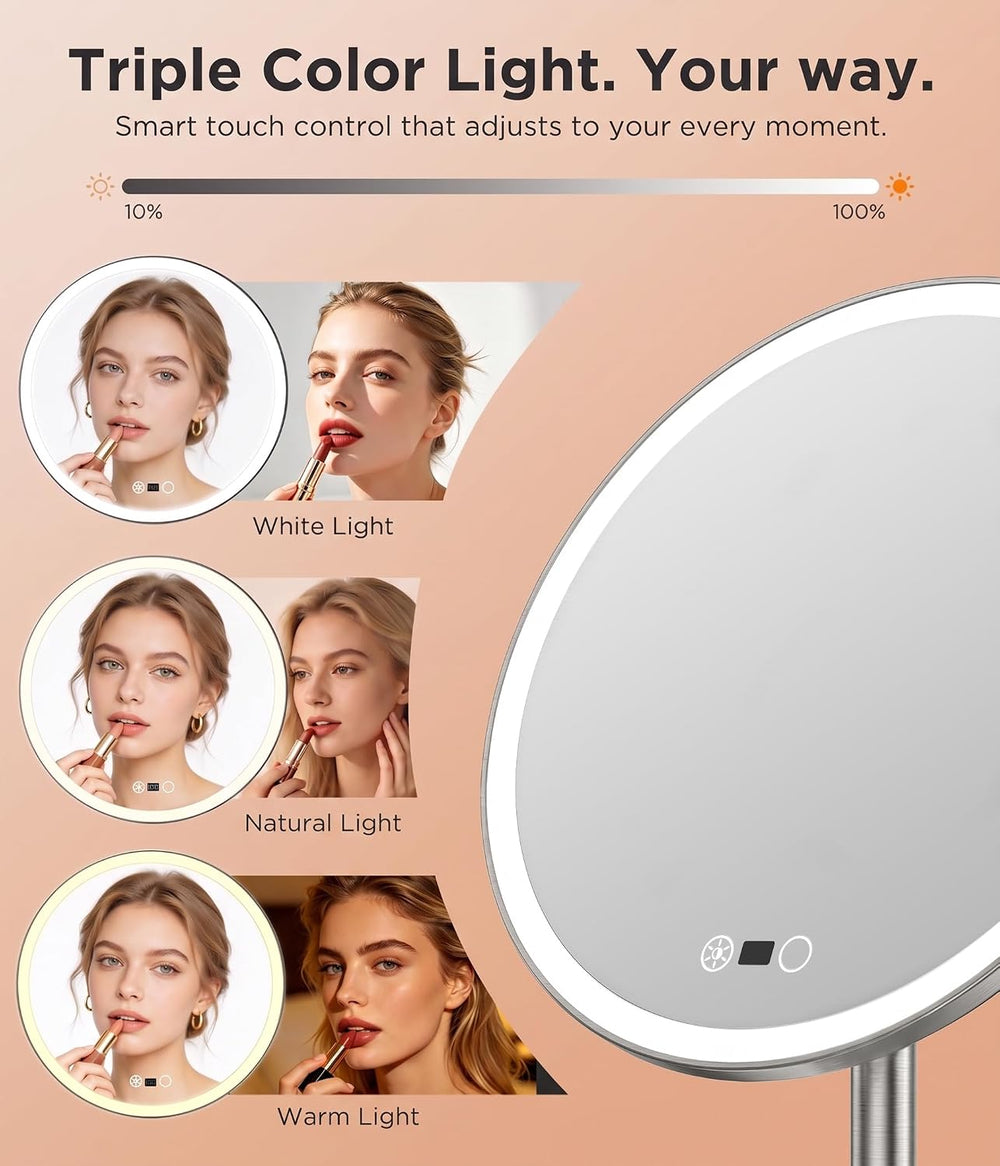 FRANO 10.5" Vanity Mirror with Lights, CRI≥98 True-Sunlight, 3 Colors &a...