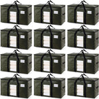 TAILI 12 Pack Green Extra Large Storage Bags, Heavy Duty Totes with Visible Window, Wrap Around Handles, Perfect for Moving and Storage