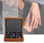 Oirlv Solid Wood Ring Jewelry Box Organizer Earrings Jewelry Drawer Organizer Tray with Lid (Grey 9 Grid Box)