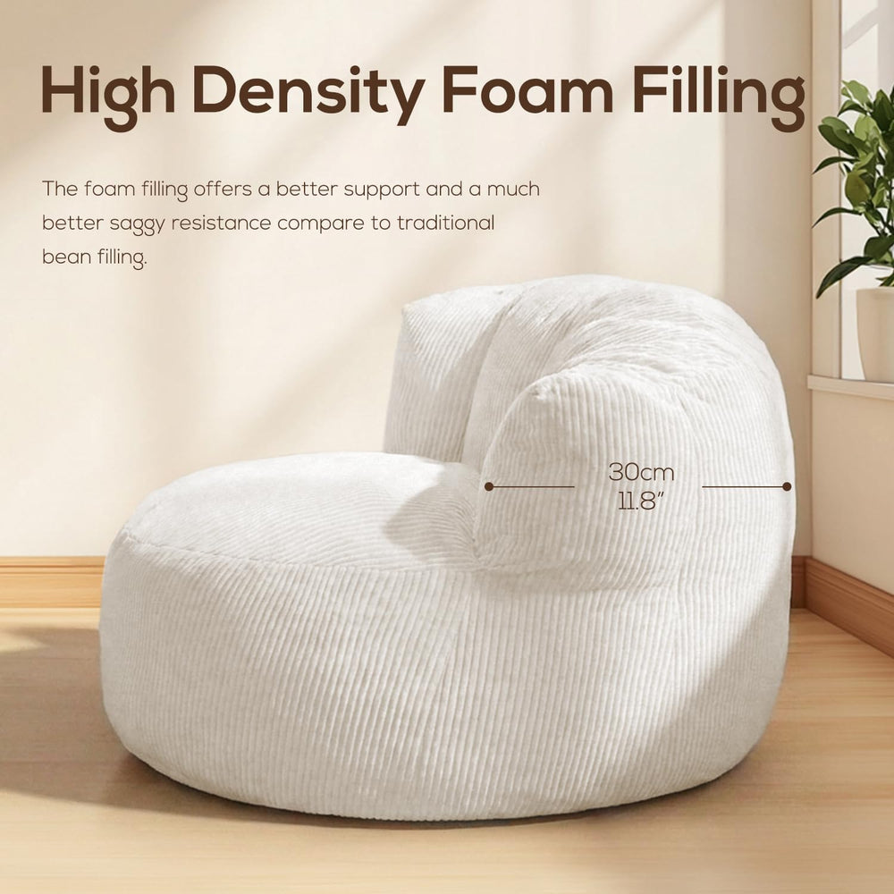 N&V Large Crescent Bean Bag Chair, Adult Size Bean Bag Sack, Foam Filling...