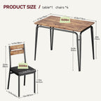 GarveeHome Dining Table for 2, Small Table and Chairs Set of 2, Square Dinette Set for 2, 3 Piece Kitchen & Dining Room Sets for Small Space (Vintage, Table with 4 Upholstered Chairs)