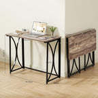 Small Desk, 31.5" Folding Table for Bedroom, Space Saving Folding Computer Desk for Home Office, Easy Assembly, Light Brown