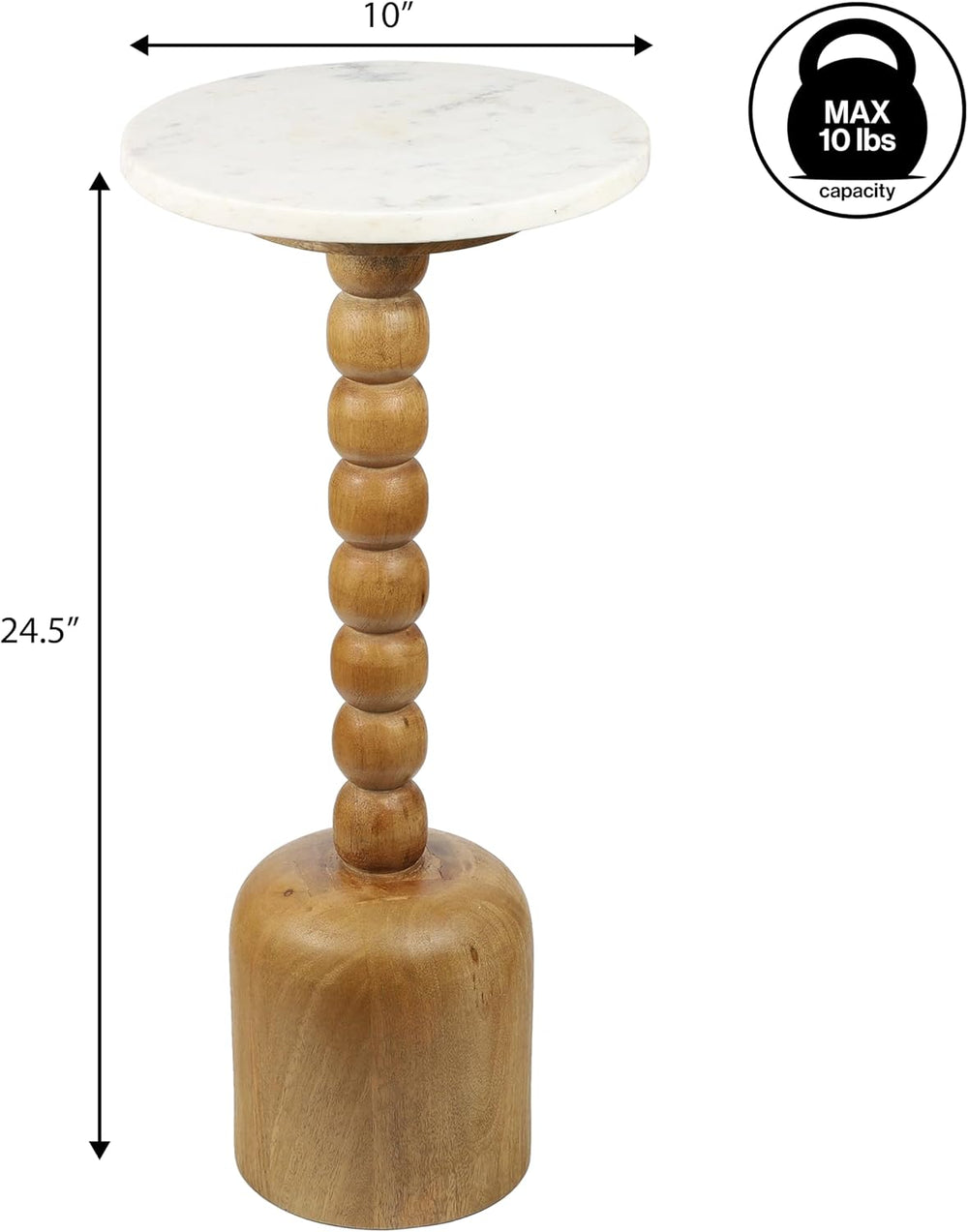 JONATHAN Y Turner Natural Mango Wood Round Drink Table, 24.5" Tall Pedes...